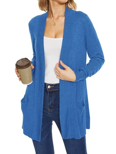 Image of Spicy Sandia Women's Basic Open Front Long Cardigan Sweaters with Pockets | Capsule Wardrobe Essentials, Early Fall 2026 Trendy