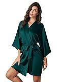 AW BRIDAL Women's Satin Robe, Pure Short Silk Kimono Robes Bridesmaid Bride Wedding Party Robe Sleep