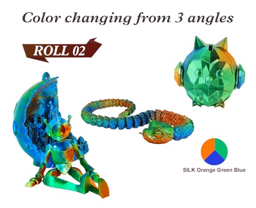Image of LOVOON Silk PLA 3D Printer Filament Bundle 2 KG, PLA Filament 1.75mm, Shiny Silk Tri Color Blue /Green /Red and Orange /Green /Blue, Color Change by Angle 3D Printer PLA Filaments, 1KG X 2 Spools