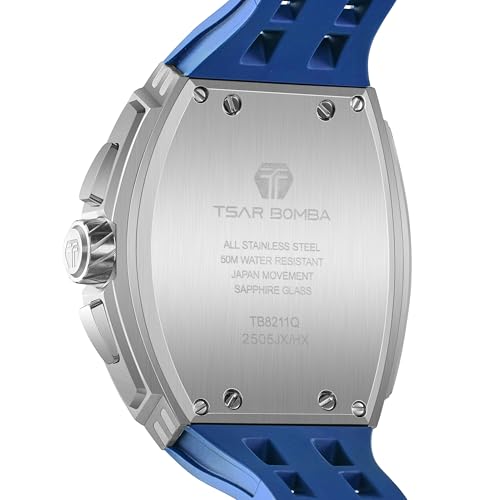 Image of Tsar Bomba Mens Watches Quartz Wristwatch for Men Waterproof 50M Analog Luxury Tonneau Chronograph Calendar Date Men's Dress Business Work Watch Gift for Men