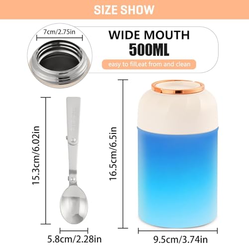 Termo de comida sin BPA con aislamiento al vacío y boca ancha de 500 ml 4