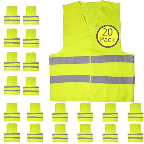 Buy Pack of 20 Bright Construction Vests Yellow Safety Reflector Vests