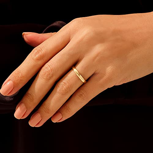 Funeia 14K Gold Band Ring For Women Men 2Mm 3Mm 4Mm 5Mm 6Mm 8Mm 10Mm Wedding Bands Gold Stacking Stackable Plain Statement Thumb Finger Ring Comfort Fit Size 5-11 #TOP2