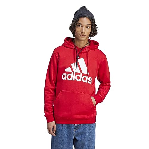 adidas Essentials Felpa con Cappuccio in Pile con Logo Felpa Zip Invernali Big Better Scarlet SM, Better Scarlet, S, Meglio Scarlet, S
