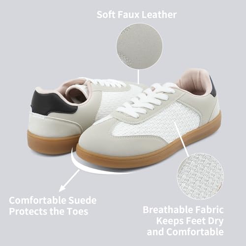 Image of JENN ARDOR Low Top Sneakers for Women Lace-up Fashion Tennis Shoes Casual Slip On Sneaker Padded Non Slip Footwear for Work, Walking, Everyday Wear