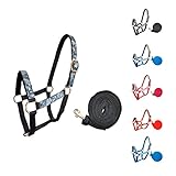 Tahoe Tack Patterned Nylon Mini Horse Halters with Padded Noseband and Matching 7’ Soft Grip Lead Rope - 6 Month Warranty