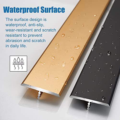 T-Molded Aluminum Floor Transition Strip For Wood On Tile/Wood On Wood/Laminate On Floor Tiles, Extra Wide 4Cm Heavy Duty Floor Edging Strips (Purple Gold 90Cm/35.4In) #TOP4