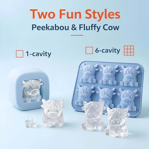 Molde de Silicona para Cubitos de Hielo Highland Cow miniatura 4