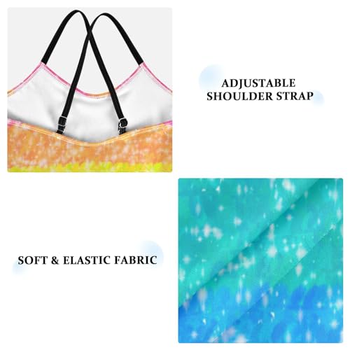 Rainbow Girls One Piece Swimsuits Glitter Sport Halter Swimwear Beach Bathing Suit 5-6T3