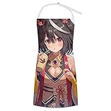 [RFSHOPWF] ウマ娘 ライスシャワー エプロン H型シンプルカフェエプロン おしゃれレディースメンズポケット付き シワになりにくい撥水汚れにくい家庭用ピナフォア 保育士キッチン業務用作業用えぷろん。70cm×84cm