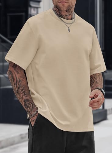 Image of Herberton Mens Oversized T-Shirts Heavyweight Cotton Stretch Fashion Thick Tee Tops (S-3XL)