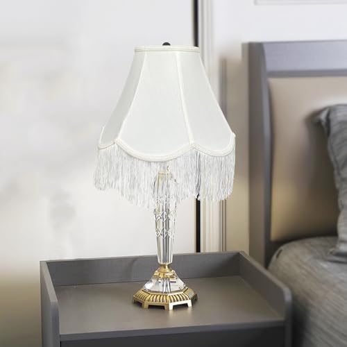 TOOTOO STAR Scalloped Lamp Shades Fringe Trim, 6\"x13\"x9.25\"(Spider) Bell White LampShades,Replacement Lamps Shade for Table Lamps, Floor Lamps, Easy Assembly - Thumbnail 6