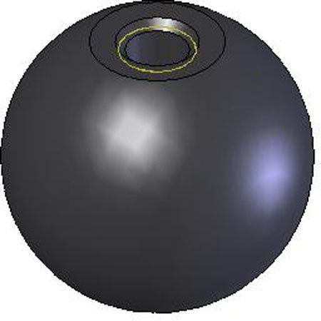 Kipp KPB-1222 Thermoplastic Ball Knob 32mm Diameter, M10x1.50 thds.