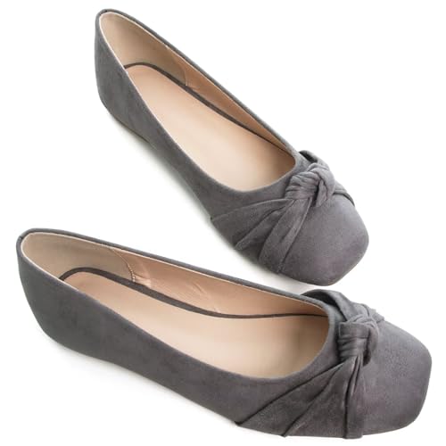 INEELUYI Women Flats Square Toe Bowknot Dress Flats Cute Slip On Ballet Flats Soft Walking Flats4