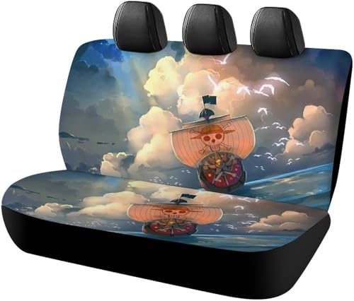 ワンピース (1) カーシートカバー 車シートカバー 後部座席用 シート保護 おしゃれ カー用品 軽/普通車 汎用 後席クッションカバー 人気 キャラクター 四季通用 誕生日 プレゼント g6h37m