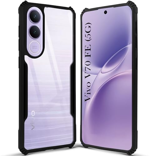 Image of Jkobi Hybrid Back Cover Case for Vivo V70 FE 5G (Shockproof with Polycarbonate Clear Panel | Professional Black)
