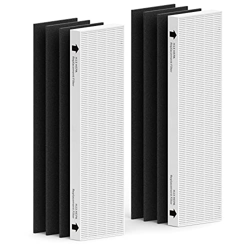 Image of 2 Pack Replacement Filter for Fellowes AeraMax 90 /100 /DX5 /DB5 Purifier, Fits Part# 9287001 & 9324001, 2 Filter and 6 Carbon Filter