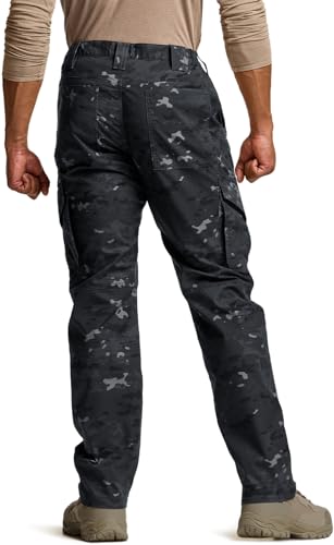 Image of CQR Men's Flex Ripstop Tactical Pants, Water Resistant Stretch Cargo Pants, Lightweight EDC Hiking Work Pants