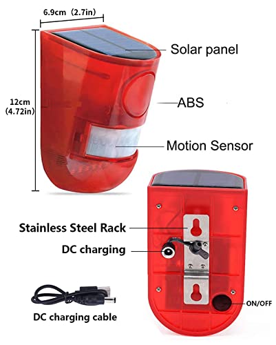 Chunhee Solar Strobe Light With Motion Sensor Security Alarm Flashing 6Led Light 129Db Sound Security Siren Ip65 Waterproof For Home Villa Farm Hacienda Apartment Outdoor Yard Garden #TOP5