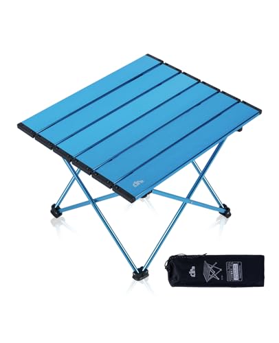 iClimb Ultralight Compact Camping Folding Table with Carry Bag (Blue - S)