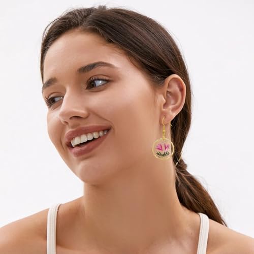 Birth Flower Earrings for Women Handmade September Month Real Pressed Earrings Unique Resin Dangle Plant Earrings Dry Flowers Great Present For Birthday,Party, Christmas3