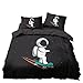 Housse de Couette 220x240 Astronaute Scooter,3 pièces Parure de Lit en Microfibre avec ​Fermeture Éclair Impression 3D Housse Couette avec 2 Taie d'oreiller 50 x 75 cm
