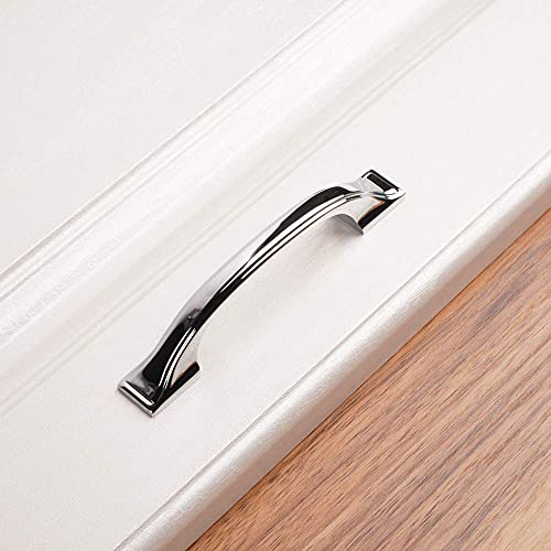 Koofizo Square Foot Craftsman Cabinet Bow Pull - Chrome Furniture Handle, 3 Inch/76Mm Screw Spacing, 10-Pack For Kitchen Cupboard Door, Bedroom Dresser Drawer, Bathroom Wardrobe Hardware #TOP4