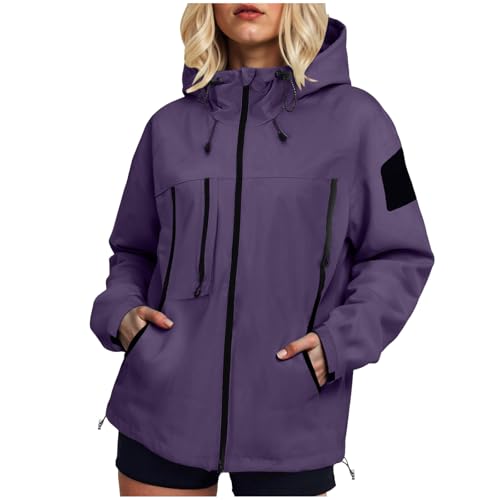 Lightweight Waterproof Jacket Winter Jackets For Women Uk Womens Rain Coats With Hood Ladies Zip Up Hoodie With Pockets Plus Size Windbreaker Coat
