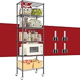 Homtura 6-Tier Rolling Storage Shelves, 14' D x 24' W x 71' H Adjustable Space-Saving Wire Rack Shelving, 750 lbs Capacity Heavy Duty Metal Shelving with Wheels for Garage, Closet, Kitchen