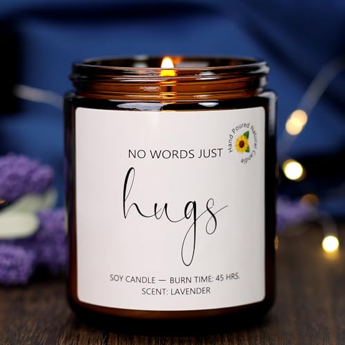 Sympathy Gift, Sympathy Gifts for Loss of Loved One, Thinking of You Gifts for Women, Bereavement Gift Ideas - No Words Just Hugs Candle - Sympathy Cards Sympathy Candle Condolence Gifts Get Well Soon