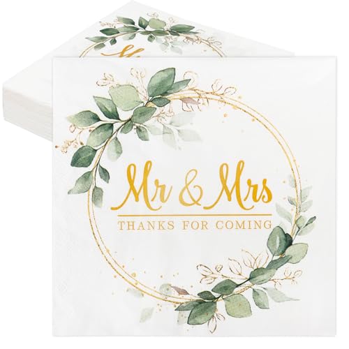 50pcs Wedding Napkins for Reception Wedding Cocktail Napkins Mr & Mrs...