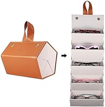 Blase® Goggles Organizer Box with 5 Slots, Foldable Sunglasses Case, Travel Goggle Sunglass Organizer, Eyeglasses Display Container Box Holder Shades Spectacles Cases for Women & Men (BROWN)