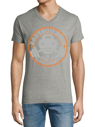 T-shirt en coton col en V gris de musculation Angry Barbell aux finitions soignées