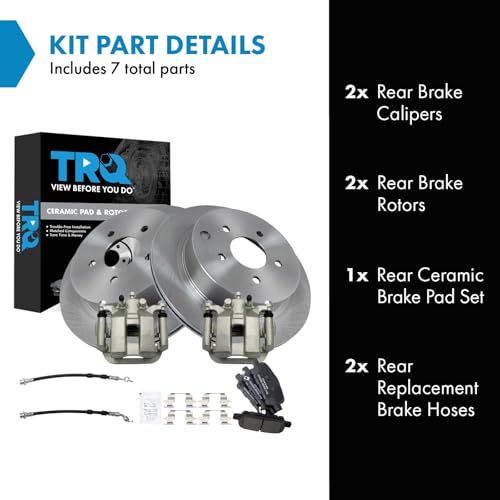 Image of TRQ Rear Brake Pad & Rotor Kit Ceramic Compatible with 2003-2007 Nissan Murano