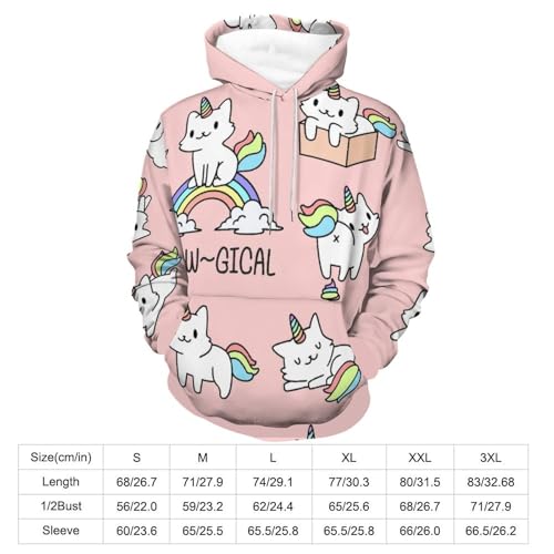 Pull Chaton Licorne Unisexe Sweat à Capuche Confortable Manche Longue