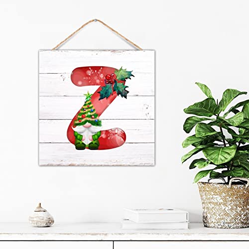 Décoration murale bois Père Noël initiale Z pour suspendre maison - 2