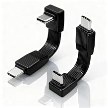Duttek Short USB C Thunderbolt 5 Cable 2.36inch/6cm,[ 80Gbps/240W PD Fast Charging /8K@60Hz] 90 Degree USB C Male to Male Cable for Thunderbolt 4/3, Power Bank, SSD, Smartphone Black-2 Pack