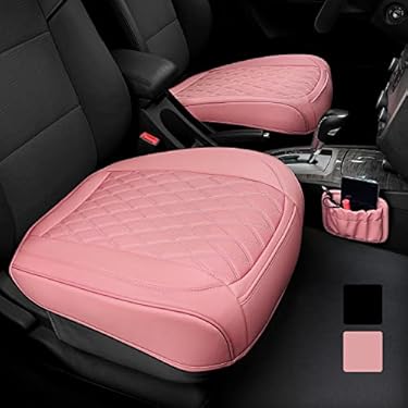 AMAZON - 2 Pack Leather Front Car Seat Cover Bottom Car Seat, Anti-Slip and Full Wrap Driver Car Seat Protectors with Storage Pocket, Luxury Waterproof Bottom Auto Seat Cushion Pad Mat for Most Vehicles(Pink)