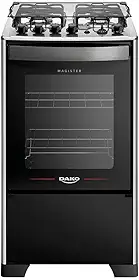 Fogão 4 Bocas Dako Magister Grill Preto com Mesa Inox Bivolt - Preto