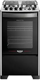 Fogão 4 Bocas Dako Magister Grill Preto com Mesa Inox Bivolt - Preto