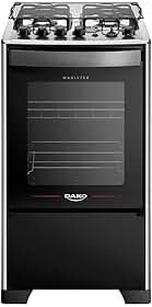 Fogão 4 Bocas Dako Magister Grill Preto com Mesa Inox Bivolt - Preto