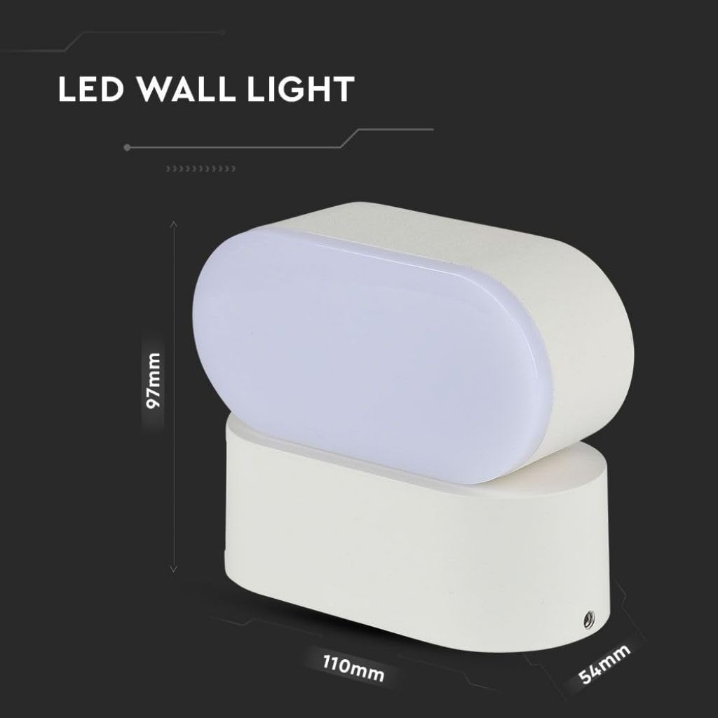 V-TAC Nowoczesna lampa LED obracana pojedyncza głowica – wodoszczelna IP65 – regulowany kąt oświetlenia 6 W, aluminium 4000 K światło dzienne [kompatybilny z czujnikiem] aluminium 6 W, biały korpus