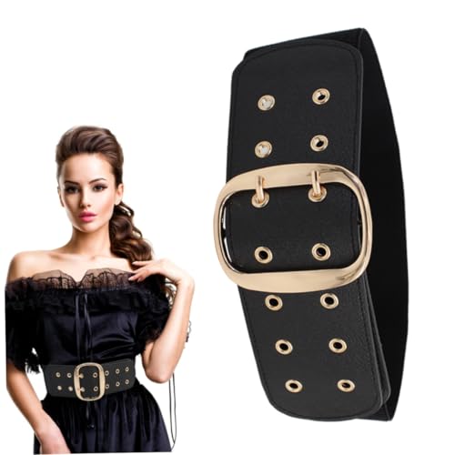 Leather Waist Belts Women Wide Retro Chunky Buckle Elastic Belts for Jeans Dress Women Jeans Belt2