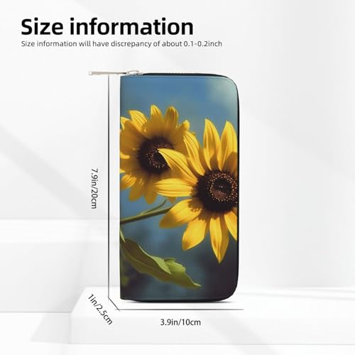 Sunflower Leather Wallet For Women Girl, Zip Around Credit Card Holder Long Pu Wallet Clutch Purse Waterproof Travel Handbag3