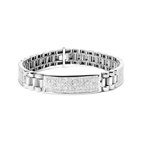 Haus of Brilliance 14K White Gold 12.0 Cttw Men's Invisible Set Princess Diamond Tennis Bracelet (G-H Color, VS1-VS2 Clarity) - Size 8.5" Inches