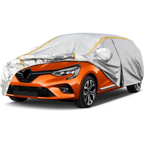 Copertura auto per Renault Clio Telo copriauto da esterno,copertura completa per auto antipioggia,antigraffio e antineve con cerniere per porte