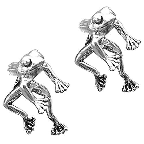 WSTERAO Boucle d'oreille Grenouille en Argent Sterling 925 Vintage Stud Dangle Post Boucles d'oreilles Cute Animal Lucky Frog, 2 Piece Frog Silver Dangle Post Boucles d'oreilles Cover