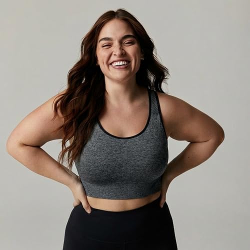 Image of Under Control Plus Size Sport Bras for Women Large Bust Seamless Racerback Padded Yoga Workout Bras Black White Pack 1X-2X-3X