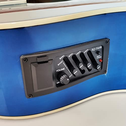 Violão Completo Acústico Elétrico Azul 6 Cordas Aço com Alça Cabo