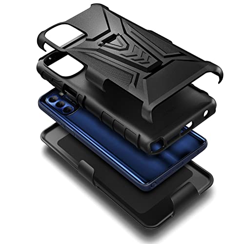 Nznd NZNDMOTOG5G22HSTBLK Case For Motorola Moto G 5G (2022) With Tempered Glass Screen Protector (Maximum Coverage), Belt Clip Holster thumb #3